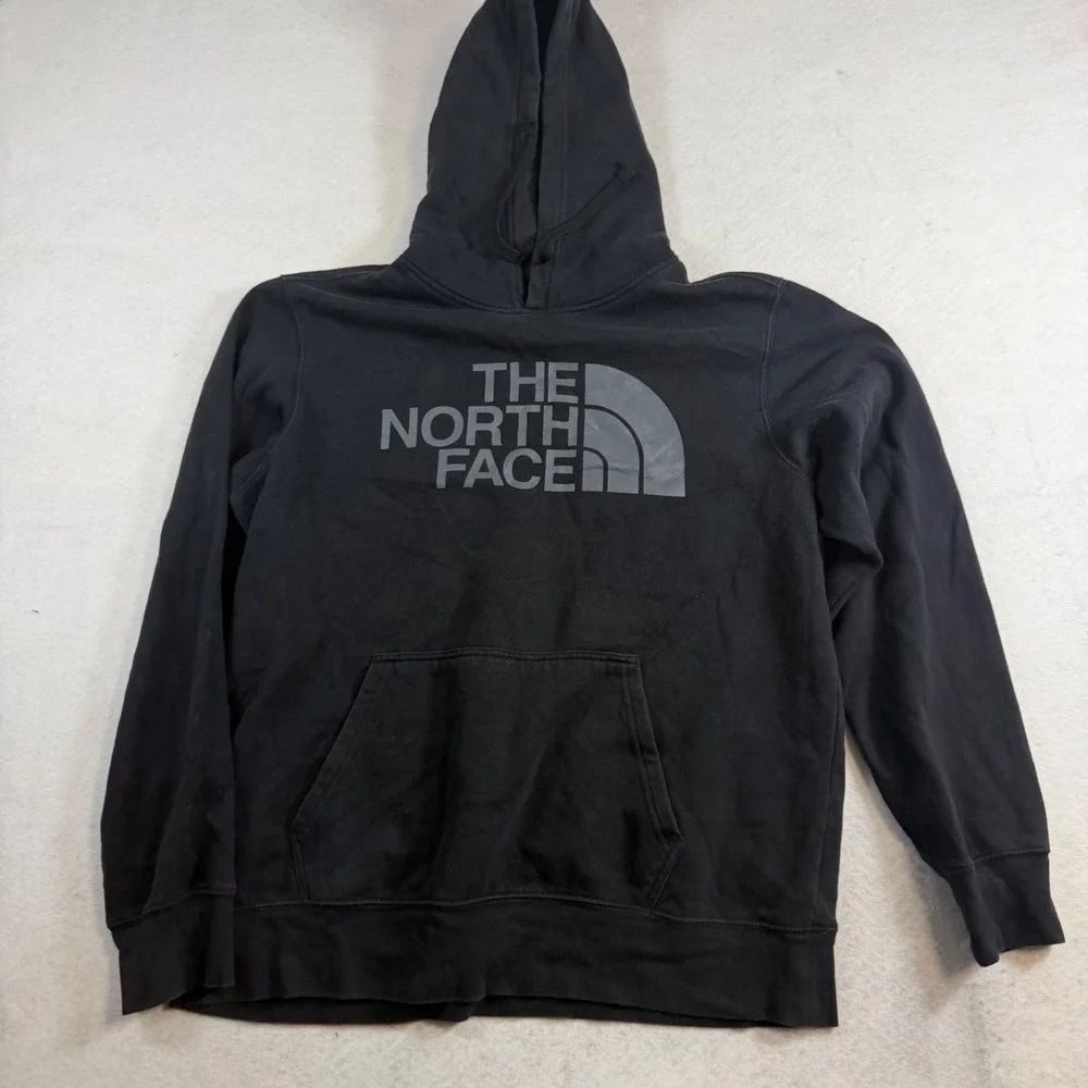 The North Face Mens Black Pullover Hoodie Half Dome Logo Sweatshirt Large 8192